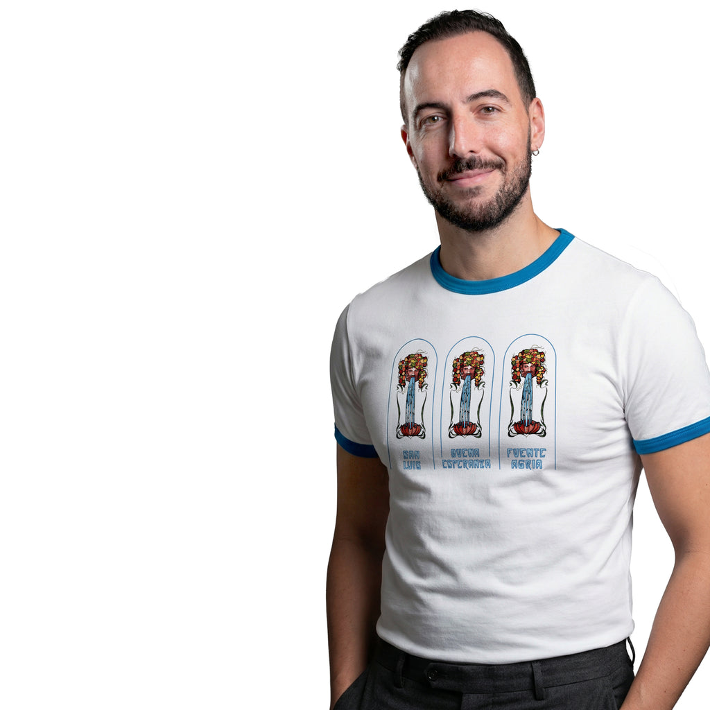 Plano medio - Camiseta T1E03 - FUENTES - Mosaicos Balneario Marmolejo - Algodón 100% -  Mutantu Original